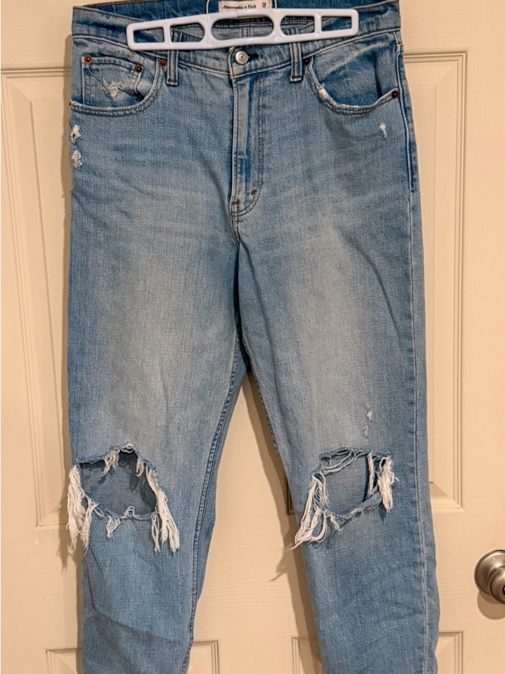 Abercrombie & Fitch Light Wash Distressed Mom High Rise Jeans